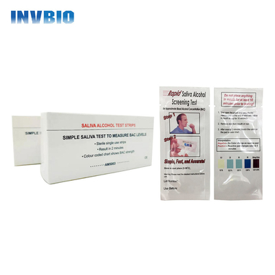 INVBIO ব্যক্তিগত এক ধাপ লালা অ্যালকোহল টেস্ট স্ট্রিপ 25 স্ট্রিপ / বক্স